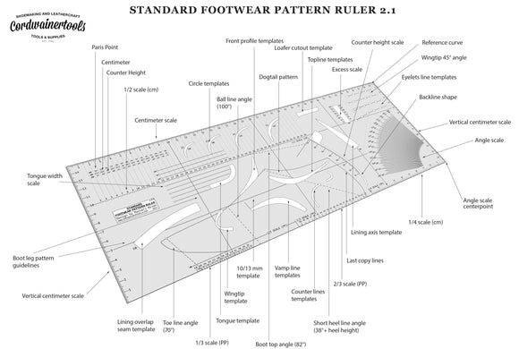 NEW PROFESSIONAL FOOTWEAR PATTERN RULER 2.1 by Cordwainer Tools